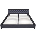 Double bed with mattress imitation leather black 180x200 cm