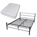 Double bed with memory mattress metal black 140x200 cm