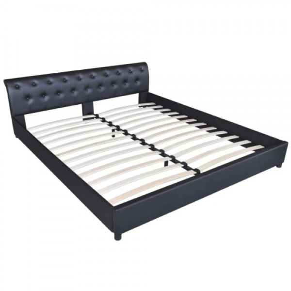 Double bed with memory foam mattress Black 180x200 cm