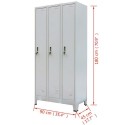 Locker Cabinet with 3 Compartments Steel 35.4"x17.7"x70.9" Gray