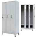 Locker Cabinet with 3 Compartments Steel 35.4"x17.7"x70.9" Gray