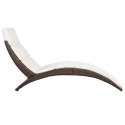 Foldable Sun Lounger with Cushion Poly Rattan Brown