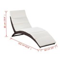 Foldable Sun Lounger with Cushion Poly Rattan Brown