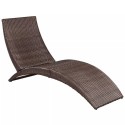 Foldable Sun Lounger with Cushion Poly Rattan Brown