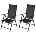 Folding Garden Chairs 2 pcs Aluminum Black