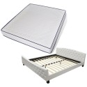 Double bed with memory foam mattress 180 x 200 cm white