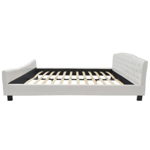 Double bed with memory foam mattress 180 x 200 cm white