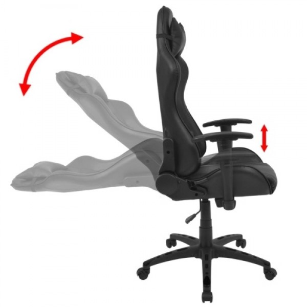  Tilting Racing Office Chair Synthetic Leather Black