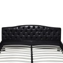 Double bed with mattress imitation leather black 180x200 cm