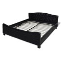 Double bed with mattress imitation leather black 180x200 cm