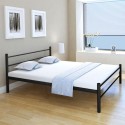 Double bed with memory mattress metal black 160x200 cm