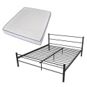 Double bed with memory mattress metal black 160x200 cm