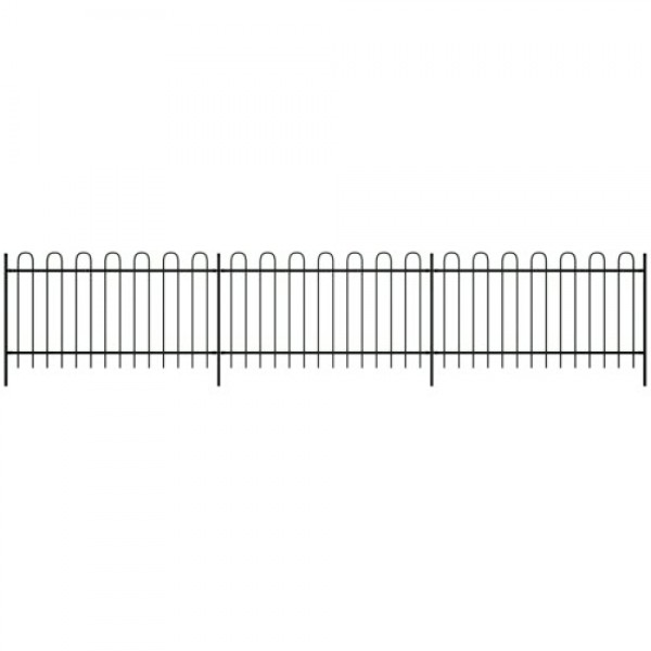 Ornamental Security Palisade Fence Steel Black Hoop Top 150 cm