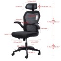 Ergonomic Office Chair with Adjustable Height Headrest Retractable Armrest Tilt Function High-back Executive Mesh Chair