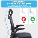 Ergonomic Office Chair with Adjustable Height Headrest Retractable Armrest Tilt Function High-back Executive Mesh Chair