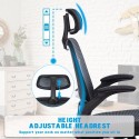 Ergonomic Office Chair with Adjustable Height Headrest Retractable Armrest Tilt Function High-back Executive Mesh Chair