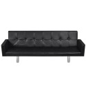 Artificial Leather Sofa Bed with Armrests Black