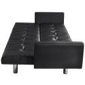 Artificial Leather Sofa Bed with Armrests Black