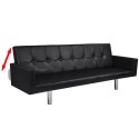 Artificial Leather Sofa Bed with Armrests Black