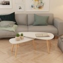 Coffee Table Set 2 Pieces Solid Pinewood White