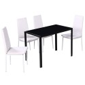 Set of 4 white dining chairs + 1 table contemporary design