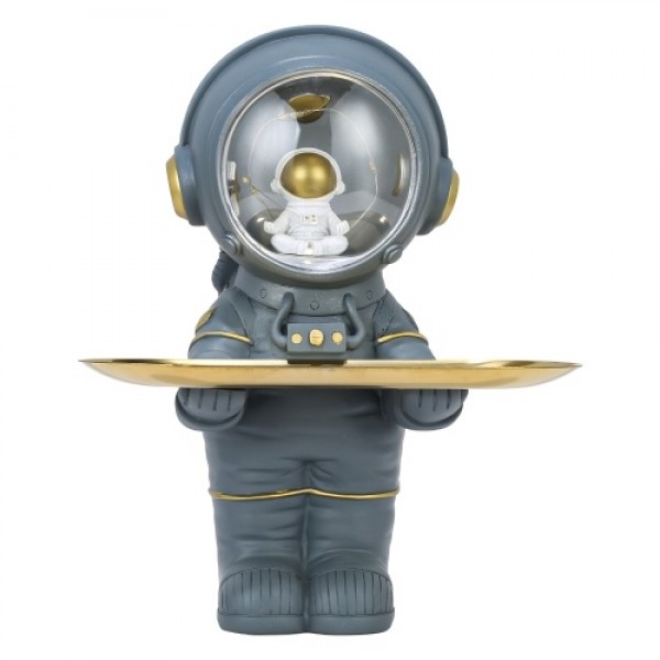 Tomfeel Astronaut Holder Metal Tray Astronaut Sculpture Light Resin Ornament Entrance Cabinet Key, Cosmetics, Trinkets Storage L