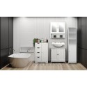 Floor Bathroom Cabinet Multifunctional Bathroom Storage Organizer with Door 3 Tier Shelf Wooden Rack Stand Cabinet White