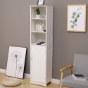 Floor Bathroom Cabinet Multifunctional Bathroom Storage Organizer with Door 3 Tier Shelf Wooden Rack Stand Cabinet White