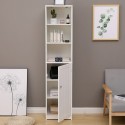 Floor Bathroom Cabinet Multifunctional Bathroom Storage Organizer with Door 3 Tier Shelf Wooden Rack Stand Cabinet White