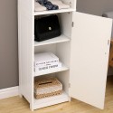 Floor Bathroom Cabinet Multifunctional Bathroom Storage Organizer with Door 3 Tier Shelf Wooden Rack Stand Cabinet White