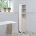 Floor Bathroom Cabinet Multifunctional Bathroom Storage Organizer with Door 3 Tier Shelf Wooden Rack Stand Cabinet White