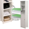 Floor Bathroom Cabinet Multifunctional Bathroom Storage Organizer with Door 3 Tier Shelf Wooden Rack Stand Cabinet White