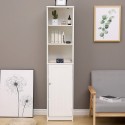 Floor Bathroom Cabinet Multifunctional Bathroom Storage Organizer with Door 3 Tier Shelf Wooden Rack Stand Cabinet White