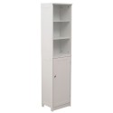 Floor Bathroom Cabinet Multifunctional Bathroom Storage Organizer with Door 3 Tier Shelf Wooden Rack Stand Cabinet White