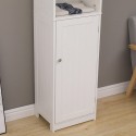 Floor Bathroom Cabinet Multifunctional Bathroom Storage Organizer with Door 3 Tier Shelf Wooden Rack Stand Cabinet White