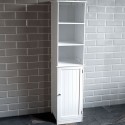 Floor Bathroom Cabinet Multifunctional Bathroom Storage Organizer with Door 3 Tier Shelf Wooden Rack Stand Cabinet White