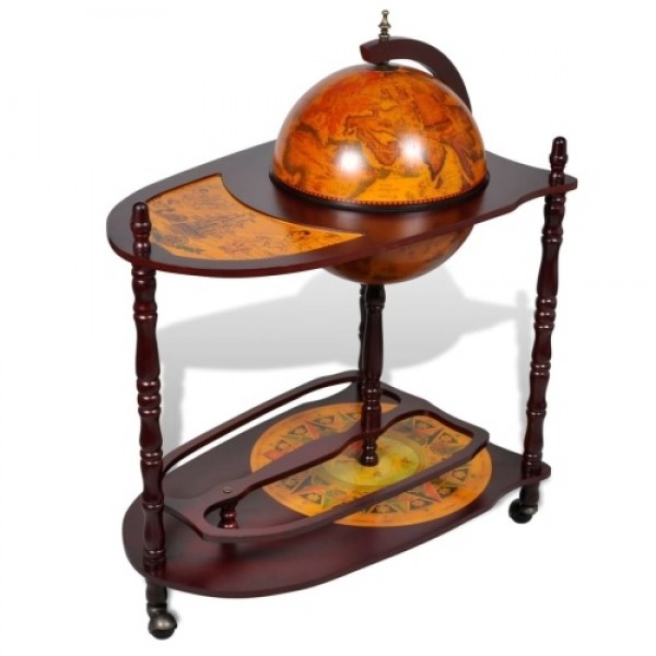 Globe Bar Wine Stand Wood Freestanding