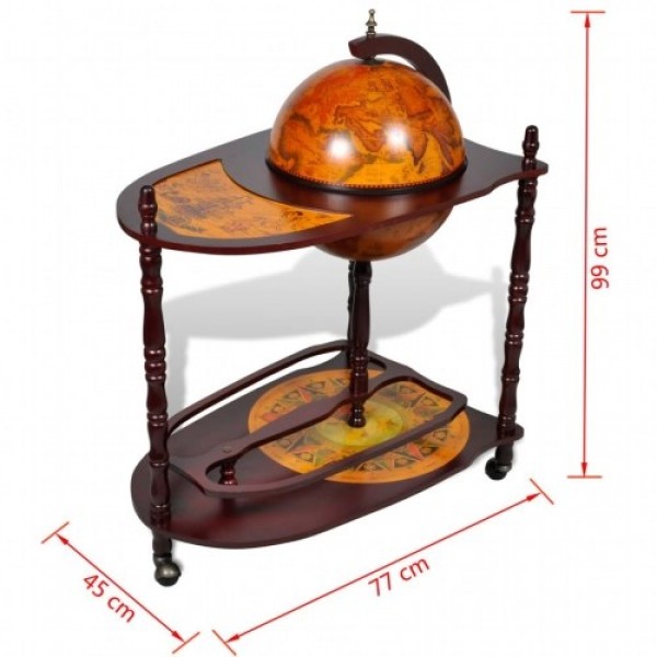 Globe Bar Wine Stand Wood Freestanding