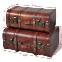 Wooden Treasure Chest 2 pcs Vintage Brown