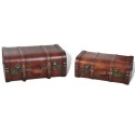 Wooden Treasure Chest 2 pcs Vintage Brown