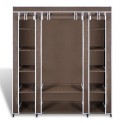 Fabric Wardrobe with Compartments and Rods 17.7"x59"x69" Brown