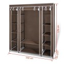 Fabric Wardrobe with Compartments and Rods 17.7"x59"x69" Brown