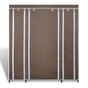 Fabric Wardrobe with Compartments and Rods 17.7"x59"x69" Brown