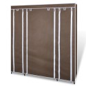 Fabric Wardrobe with Compartments and Rods 17.7"x59"x69" Brown