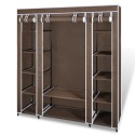 Fabric Wardrobe with Compartments and Rods 17.7"x59"x69" Brown