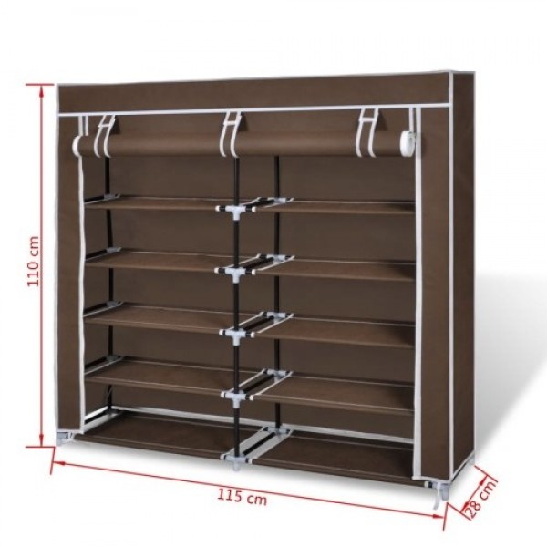 Fabric Shoe Cabinet with Cover 45" x 11" x 43" Brown