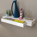 Shelf for walls with drawer, White MDF for Books / DVD