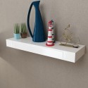 Shelf for walls with drawer, White MDF for Books / DVD