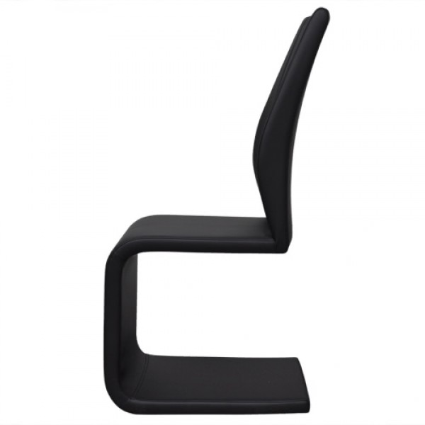 4 Leatherette Cantilever dining chairs with black handle