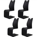 4 Leatherette Cantilever dining chairs with black handle